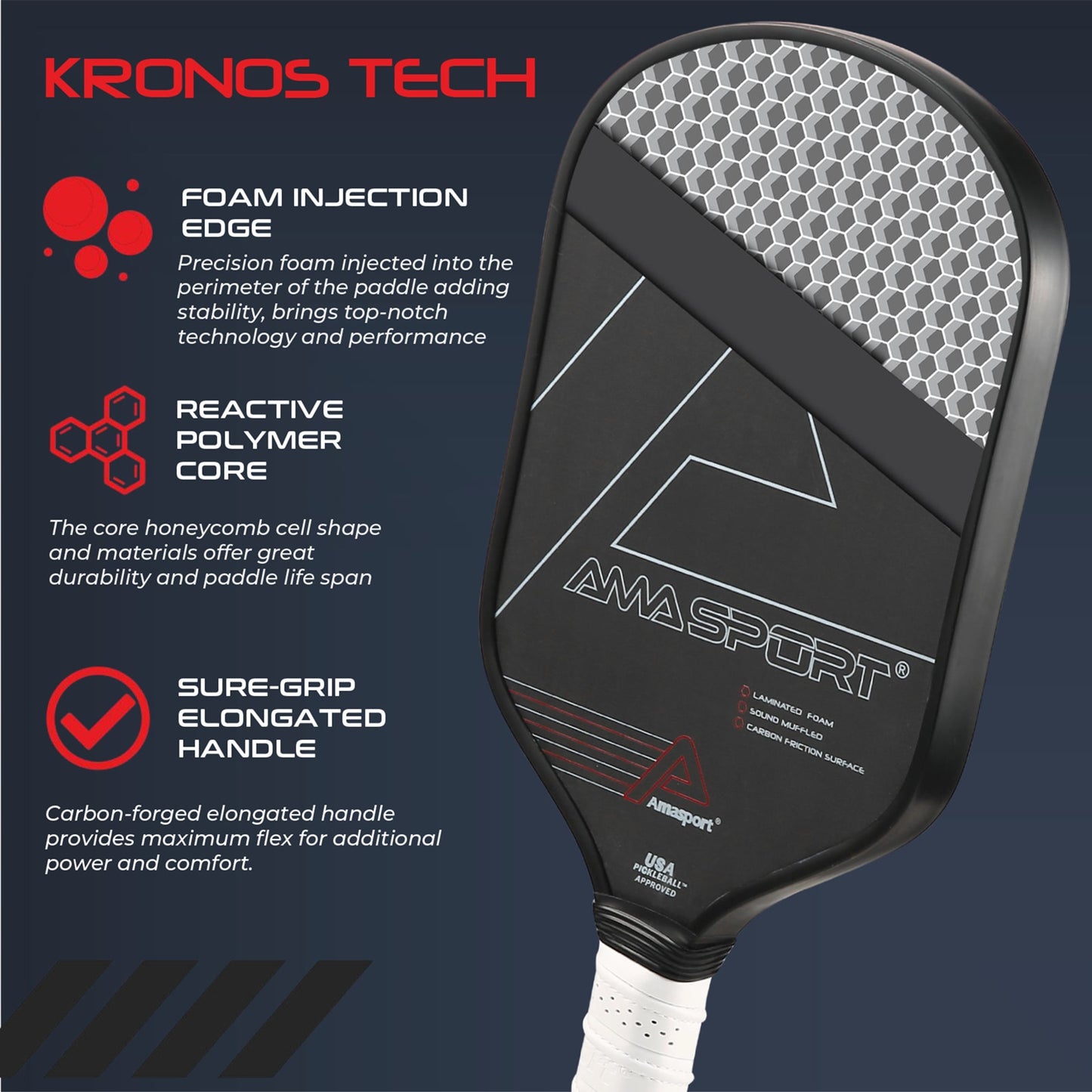 AMASPORT KRONOS Paddle | PA016 | USAPA Approved