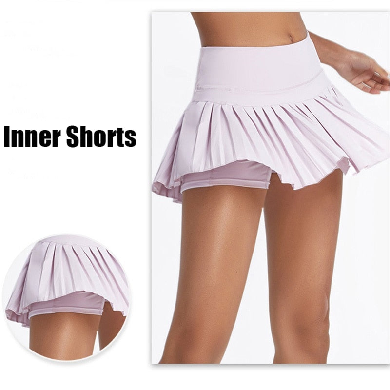 Women Sports Fitness Shorts Pocket High Waist Skort