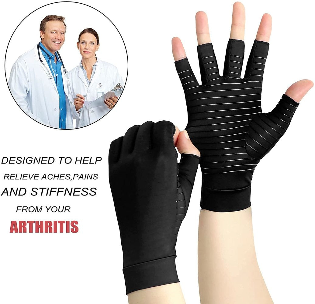 1Pair Copper Compression Gloves | Fingerless