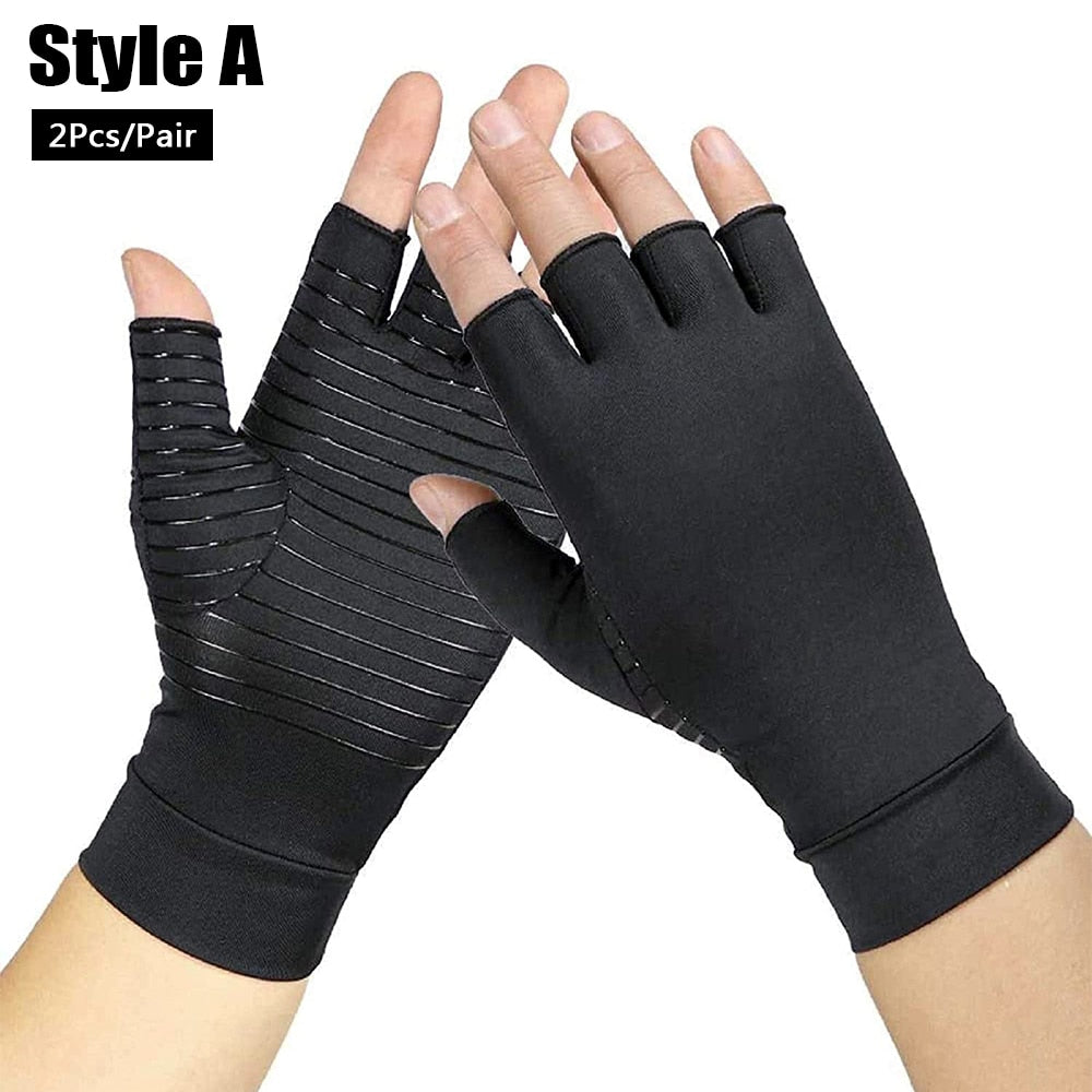 1Pair Copper Compression Gloves | Fingerless